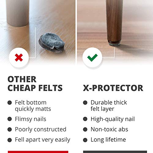 Nail On Felt Pads X-Protector - 48 Felt Furniture Pads – 1" Chair Felts Pads for Furniture Feet - Floor Protectors for Furniture Legs - Best Heavy Duty Felt Chair Pads for Hardwood Floors!