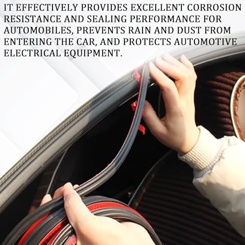 1PCS Car Door Seal Strip, Rubber Double Layer Weather Stripping, 32.8ft 5 Hole Self-Adhesive, Universal for SUV, Truck, RV Hood Cover Tailgate
