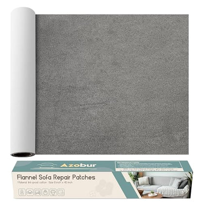 Azobur Sofa Fabric Repair Patch, Oversized Microfiber Patch，Self Adhesive Fabric Sofa Patch Repair Fabric,Super Cost-Effective Combination (Gray) - color: Gray, size: 9.5" x 40"-1 PCS