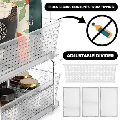 Simple Houseware 2 Tier Bathroom Organizer Tray Pull-Out Sliding Drawer/Under-Sink Storage, Clear - color: Clear