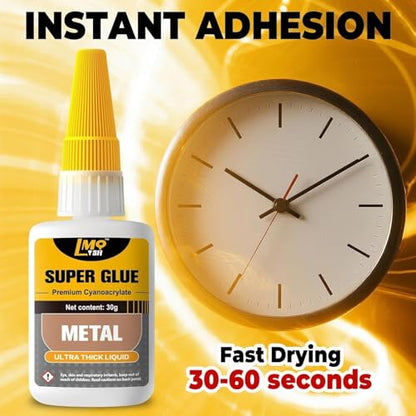 Metal Super Glue Liquid, 60g Clear Instant Thick CA Glue for Stainless Steel Aluminum DIY Crafts and Repairs, Fast Drying High Strength All Purpose Permanent Professional Cyanoacrylate Adhesives - size: 2oz-thick