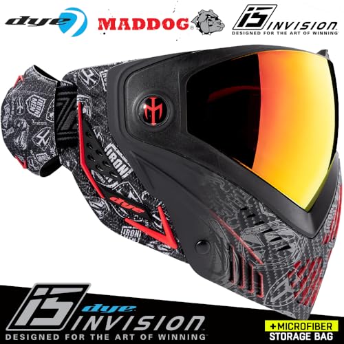 Maddog Dye i5 Thermal Anti-Fog Paintball Airsoft Mask Goggle System Combo with Microfiber Bag | Safety Certified Protection - color: Im Shields