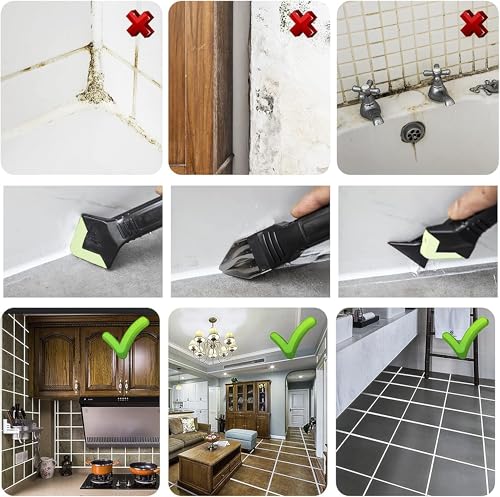 2 pieces 3-IN-1 Caulk Tool for Removal and Applicationl, Suitable for precision machining tools in bathrooms, kitchens, and other areas