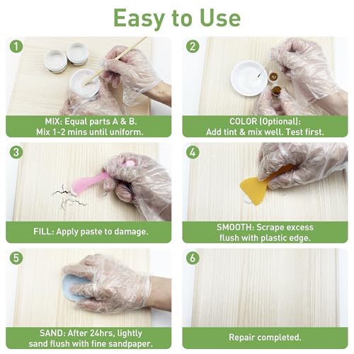 Surface Repair Kit for Tubs, Tiles, Countertops - Fixes Chips, Cracks, Scratches, Holes (Fiberglass, Porcelain, Stone, Acrylic)