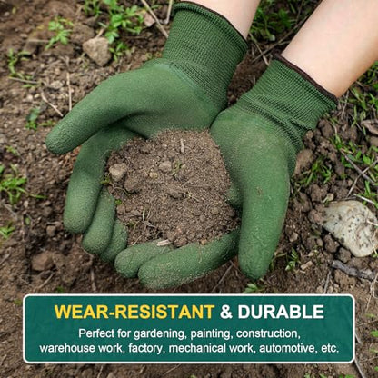 Trifabricy Garden Gloves for Women/Men - 6 Pairs Latex Gardening Gloves with Grip, Protective Work Gloves for Lawn Yard - color: Green & Black
