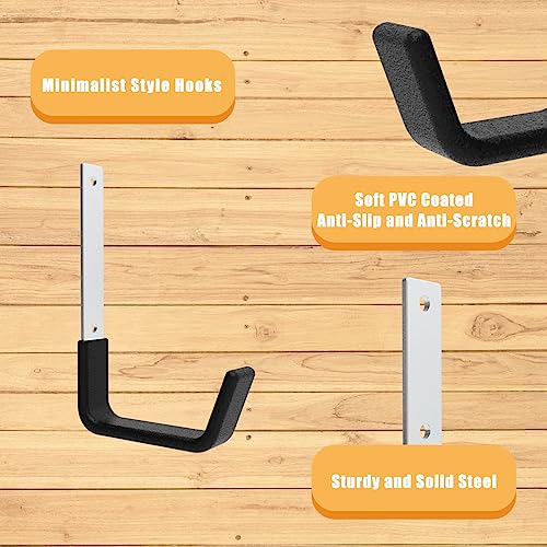 Heavy Duty Utility Hooks - Wall Mount, Hooks for Garage, Hose, Bike, Ladder, Leaf Blower Hanger (6 Medium) - size: 6 Medium