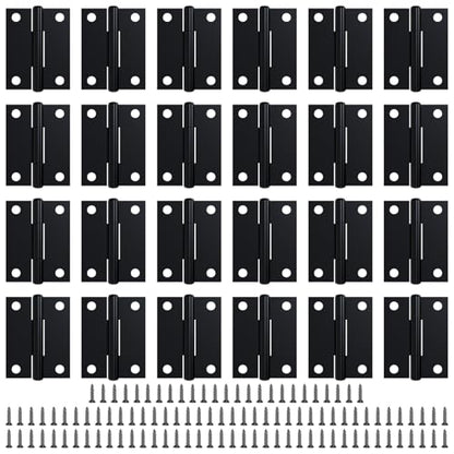 LEIFENY 24 Pack 1.5 inch Black Door Hinges, Small Hinge Hardware for Doors, Cabinets, DIY Projects (Screws Included) - size: 1.5 Inch