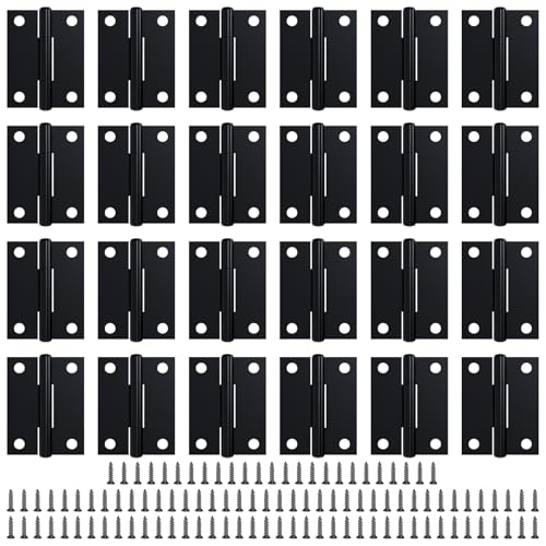LEIFENY 24 Pack 1.5 inch Black Door Hinges, Small Hinge Hardware for Doors, Cabinets, DIY Projects (Screws Included) - size: 1.5 Inch