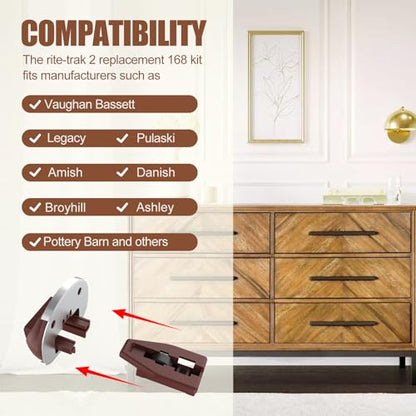 Upgrade Drawer Slides for kenlin Rite-Trak II Replacement, 10 Sets of Improved 168 Track Guides with Metal Back, Universal Drawer Guide for Dresser, Nightstand Drawers from Most Furniturers - style: Upgraded Drawer Slides 10 Pack