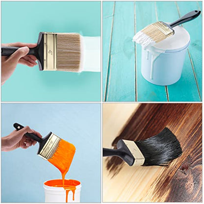 Bates- Deck Stain Brush, 4 Pack, 4 Inch, Soft Tip Wood Stain Brushes for Wood, Brass Plated Steel Ferrule, Ergonomic Handle - size: 4 Inch, 4 Pack