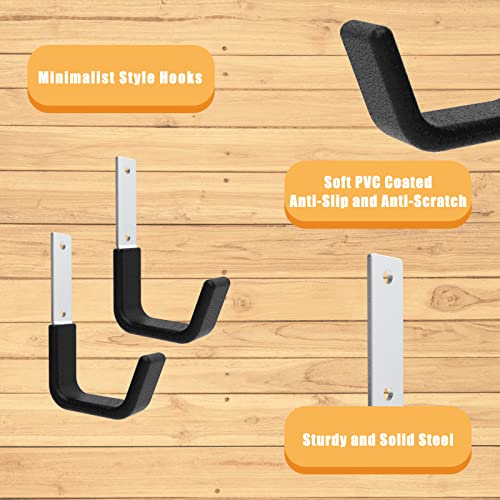 Heavy Duty Garage Utility Hooks - Wall Mount Multi-Use Storage Hooks for Hose, Bike, Chainsaw, Leaf Blower, Ladder Hanger (2 Small) - size: 2 Small