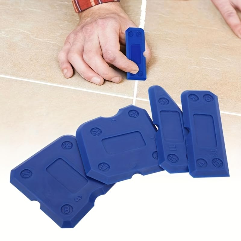 4 pcs Silicone Caulking Tools Compatible with Sealant Grout Finishing Sealing Blue Caulk Tool Kit Caulking Finishing Tools (Blue) - color: Blue
