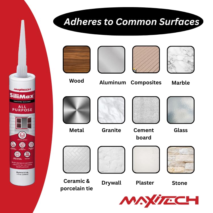 All-Purpose Silicone – 100% Silicone Caulk, Clear Silicone Sealant Waterproof, RTV Silicone Sealant – 9.5 fl oz Cartridge, 2-Pack (2-Pack, 2, Count)
