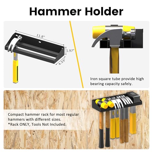 UNITEDPOWER Wall Mount Hand Tool Storage Set, Screwdriver Organizer, Pliers Holder, Hammer Rack, Metal Hardware Tray for Garage Workshop Workbench - 4 Pack