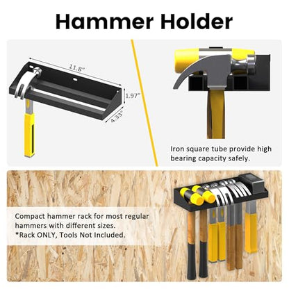 UNITEDPOWER Wall Mount Hand Tool Storage Set, Screwdriver Organizer, Pliers Holder, Hammer Rack, Metal Hardware Tray for Garage Workshop Workbench - 4 Pack
