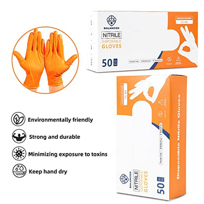 LOGO Orange Disposable Nitrile Gloves-7.5mil Grip Diamond Textured heavy duty automotive mechanic compostable (50pcs/box)