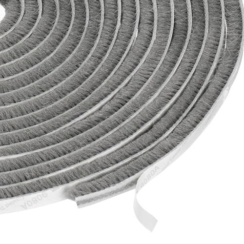 uxcell Self Adhesive Brush Seal Weather Stripping 1/4" x 9/32" x 16.4ft, Door Brush Strip for Sliding Sash Door Window Wardrobe Seal, Gray - color: Gray, size: 1/4" x 9/32" x 16.4ft