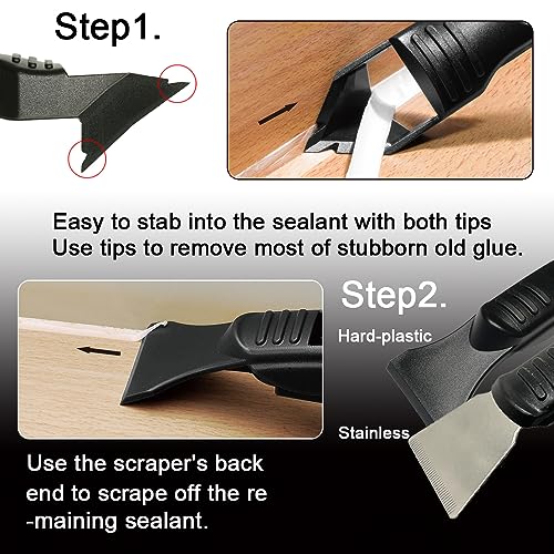 ORXPLUS Sealant Caulking Tool Kit, Finishing Tool, Grout Scraper, 5 Silicone Pads, Caulk Saver, Great for Kitchen, Bathroom, Windows, Sink Joints - size: Sealant Caulking Tool Kit