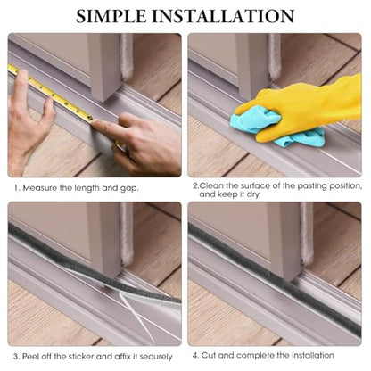 Weather Stripping Door Window Seal, 33Ft Self-Adhesive Brush Door Soundproofing Seal Strip for Sliding Windows and Door Frames, 0.35 Wide X 0.59 Inch Thick, Gray - size: 0.35" Wide x 0.59" Thick