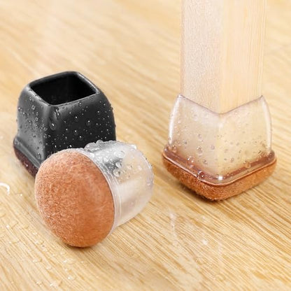 Silicone Chair Leg Floor Protectors with Felt, 16PCS Chair Leg Protectors for Hardwood Floors, Clear Furniture Cup Chair Leg Covers to Protect Floors, Anti-Scratches&Noice(Round,Fit:1.1"-1.4") - size: L-16PCS-(Fit:1.1-1.4 inch)-Clear