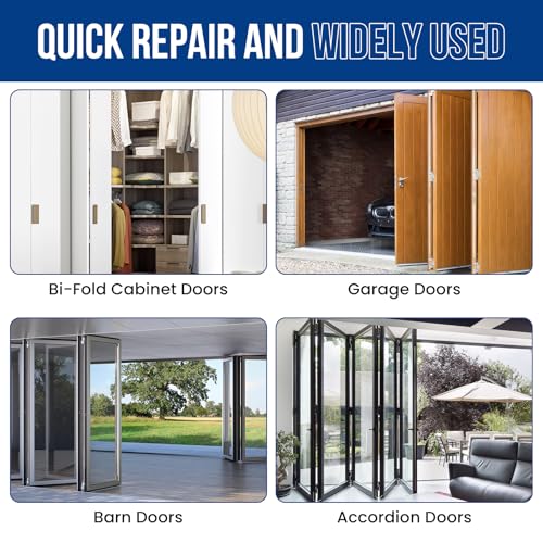 8 Pcs 3/8" Bi-Fold Door Top Roller Hardware Set, Bifold Closet Spring Loaded Top Pivots and Guide Wheels Repair Kit for Closet, Folding, Shower, Pocket & Accordion Doors