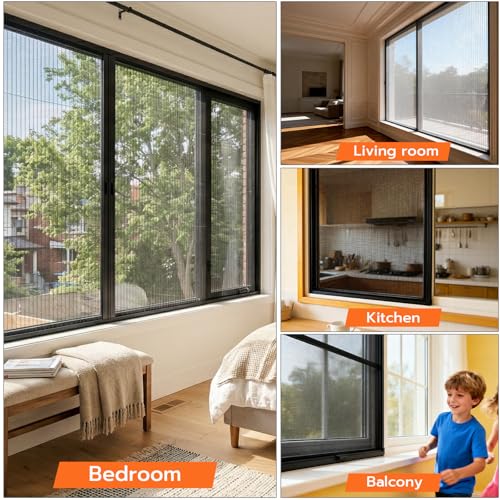 Window Screen Door Repair Kit, 48"x118" Fiberglass Window Screen Mesh, Washable Window Screen Door Replacement with Rolling Tool Spline Cutter Tape Measure for Windows Patio Sliding Screen Door - size: 48" x 118"