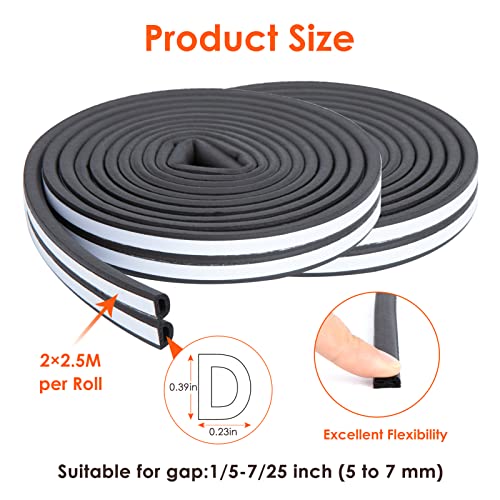 33 Feet Long Weather Stripping Seal Strip for Doors/Windows, Self-Adhesive Backing Seals Large Gap Seal Strip by YOUSHARES (33 Ft/10m, Black) - color: 10m/33ft Black