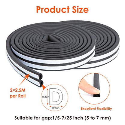 33 Feet Long Weather Stripping Seal Strip for Doors/Windows, Self-Adhesive Backing Seals Large Gap Seal Strip by YOUSHARES (33 Ft/10m, Black) - color: 10m/33ft Black