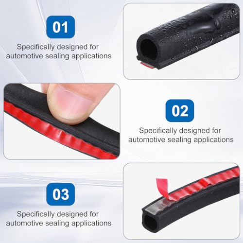 10 Ft Car Door Seal - D Shaped Rubber Weather Stripping Door Seal - Self Adhesive Soundproofing Weatherstripping for Car Window Truck Auto RV