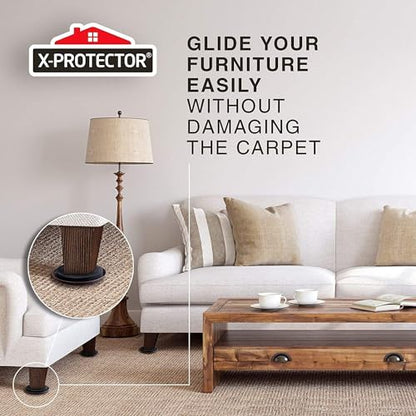Furniture Sliders for Carpet X-PROTECTOR - 24 PCS Moving Pads 3 1/2" - Sliders for Furniture. Move Your Furniture Easily with Reusable Furniture Moving Sliders for Carpets! - size: 24 PCS 3.5", For Carpet