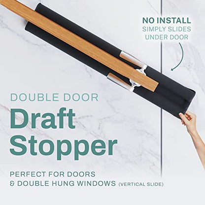 Under Door Draft Stopper for Bottom of Doors 24” - 36” Weather Stripping Gap Stoppers Door Draft Guard Seal Sweep Adjustable, Black - size: 1 Pack