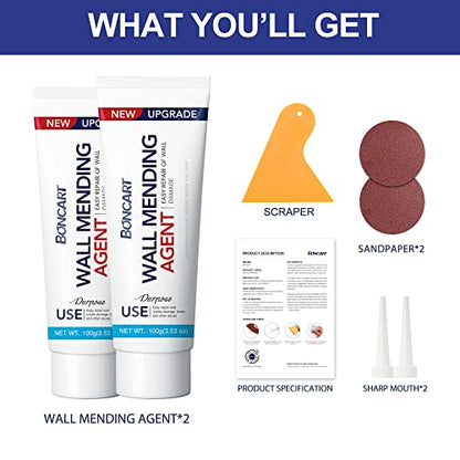 Drywall Repair Kit,2 Pack Wall Mending Agent,Wall Spackle with Scraper, Wall Surface Hole Fill Quick and Easy Solution - style: 2Pack