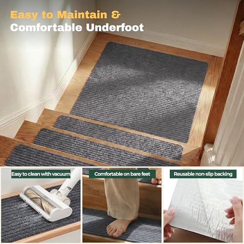 MBIGM Non-Slip Carpet Stair Tread Mat 30" x 30" Landing Rug-Matching Mat Non-Skid Safety Rug Slip Resistant - Gray - color: Grey, size: 2'6" x 2'6" - 1 pcs