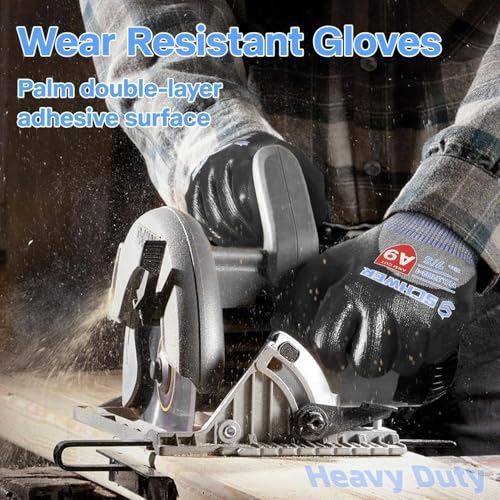 Schwer ANSI A9 Cut/Abrasion Resistant Gloves for Heavy Duty Work, 18 Gauge 3/4 Double Dipped Nitrile Coating for Construction, Gardening, Water & Oil Proof, Anti Slip, Touch Screen, PM3202, Black, S - size: Small
