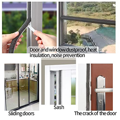 Door Gap Sliding Window High Viscosity Sealing Strip (0.9"x0.4"x32.8FT), Shock Absorbing Buffer Sound and Noise Reduction, Weatherproof Sealing Strip (Grey) - size: 0.9"x0.4"x32.8FT