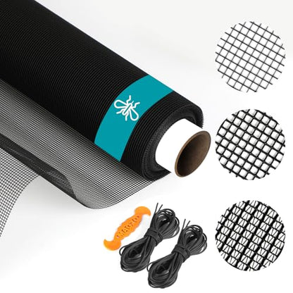 Window Screen,18x16Mesh Polyester Window Screen Mesh Roll,37.4IN x 16.4FT Black Screen Replacement Repair Kit for Window,Door,Patio,Porch - size: 18x16Mesh