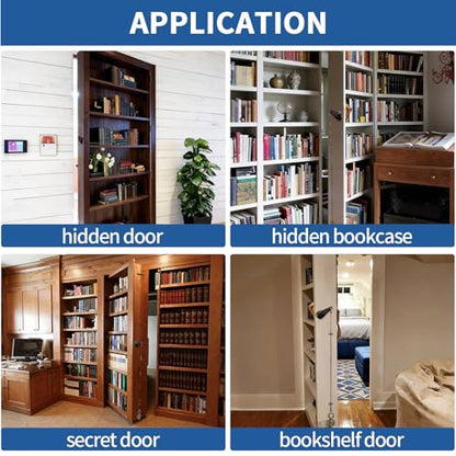 TamBee Hidden Bookcase Door Book Latch and Lock, Secret Book Latch Hidden Door Kit for Bookshelf Doors, DIY Secret Doors for Home Office, Storage, Safe Room