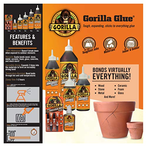 Gorilla Original Gorilla Glue, Brown, Waterproof Polyurethane Glue, 2 Ounce (Pack of 10) - Expands Into Materials, All Purpose - size: 2 Ounce (Pack of 10)