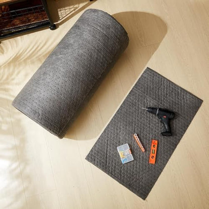 SmoothNovelty 30" W x 150' l Oil Absorbent Mat Roll Oil Pads Absorbs up to 40.2 Gallons Heavyweight Mat Roll for Protecting Home Garage Basement(Gray) - color: Grey