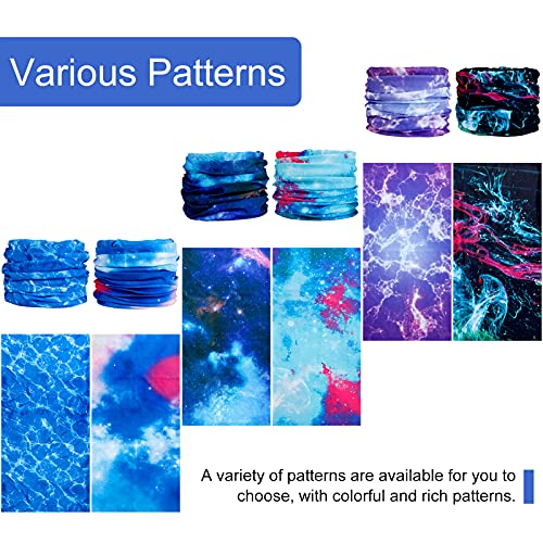 6 Pack Neck Gaiter Elastic Balaclavas Face Mask Versatile Bandana for Men Women - color: Starry Sky Blue 6 Pack