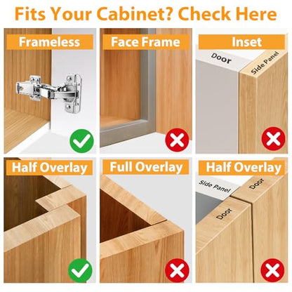 TamBee 1/2 Inch Overlay 175 Degree Cabinet Door Hinges 48mm Frameless Soft Close Lazy Susan Hinges for Corner Kitchen Adjustable,2 Pcs/1 Pair (Half Overlay) - style: 175° Half Overlay