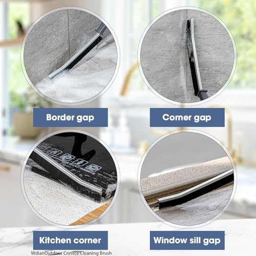 Crevice Cleaning Brush, Heavy-Duty Bristle Brushes for Compact Space Cleaning, Slim Gap Scrubbing Tool, Perfect for Kitchen Surfaces, Window Tracks, Bathroom Tiles & Faucets (BK 3 Pcs)