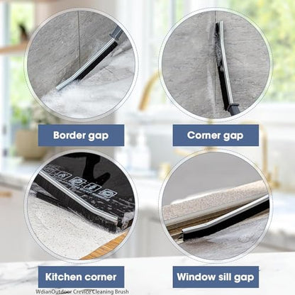Crevice Cleaning Brush, Heavy-Duty Bristle Brushes for Compact Space Cleaning, Slim Gap Scrubbing Tool, Perfect for Kitchen Surfaces, Window Tracks, Bathroom Tiles & Faucets (BK 3 Pcs)