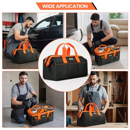 Tool Bag, Large Tool Organizer Bag with 18 Pockets,15.7x 11.4x 9.8 inch, Heavy Duty 600D Fabric, Black and Orange - size: 14.2inch