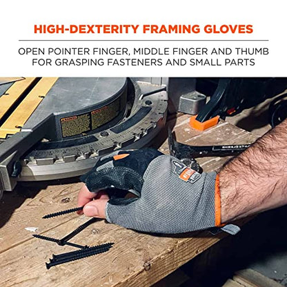 Ergodyne Medium Pack of 1 Heavy-Duty Framing Gloves, Gray, Unisex - size: Medium