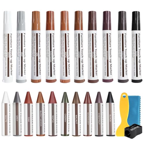 SEISSO 10 Colors Wood Wax Sticks ＆ Markers Furniture Repair Kit, Wood Floor Scratch Repair, Furniture Markers Touch Up Restore Floors, Tables, Holes, Laminate, Carpenters - size: 10 Colors
