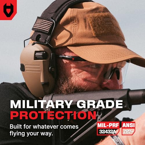 NoCry Tactical Shooting Glasses Men and Women — Z87+ Ballistic Military Grade Shooting Range Eye Protection — Ventilated Anti-Scratch & Anti-Fog UV Safety Glasses With Adjustable Temples and Nose Pads