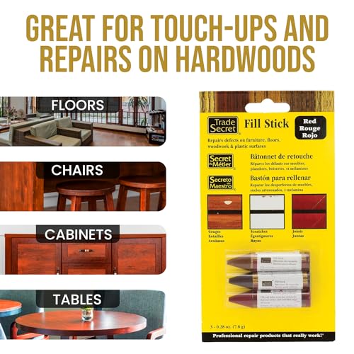 Wood Scratch Repair Fill Stick for Red Surfaces (Set of 3), Great for Touch-Ups and Repairs on Hardwoods Floors, Furniture, Cabinets and Plastic Surfaces. - color: Red Tones