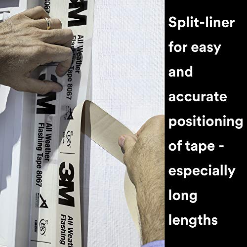 3M All Weather Flashing Tape 8067, 9 in x 75 ft, 1 Roll, Adhesive Backed Split Liner, Prevents Moisture Intrusion, Waterproof Flashing Seals Doors, Windows, Openings in Wood Frame Construction - size: 9 in X 75 Ft