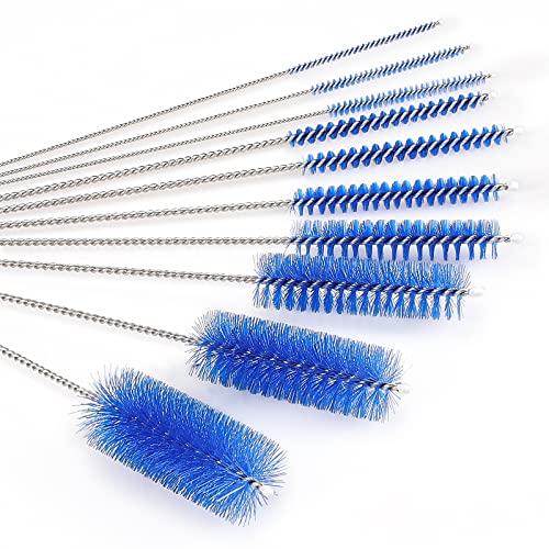 CiaraQ Bottle Cleaning Brushes, 8 Inch Nylon Tube Brush Set, Cleaner for Narrow Neck Bottles Cups with Hook, Set of 10pcs. - color: Navy Blue, size: 8.0 Inch (10pcs)